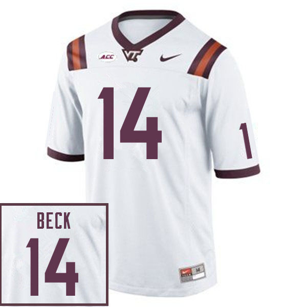 Men #14 Cole Beck Virginia Tech Hokies College Football Jerseys Sale-White